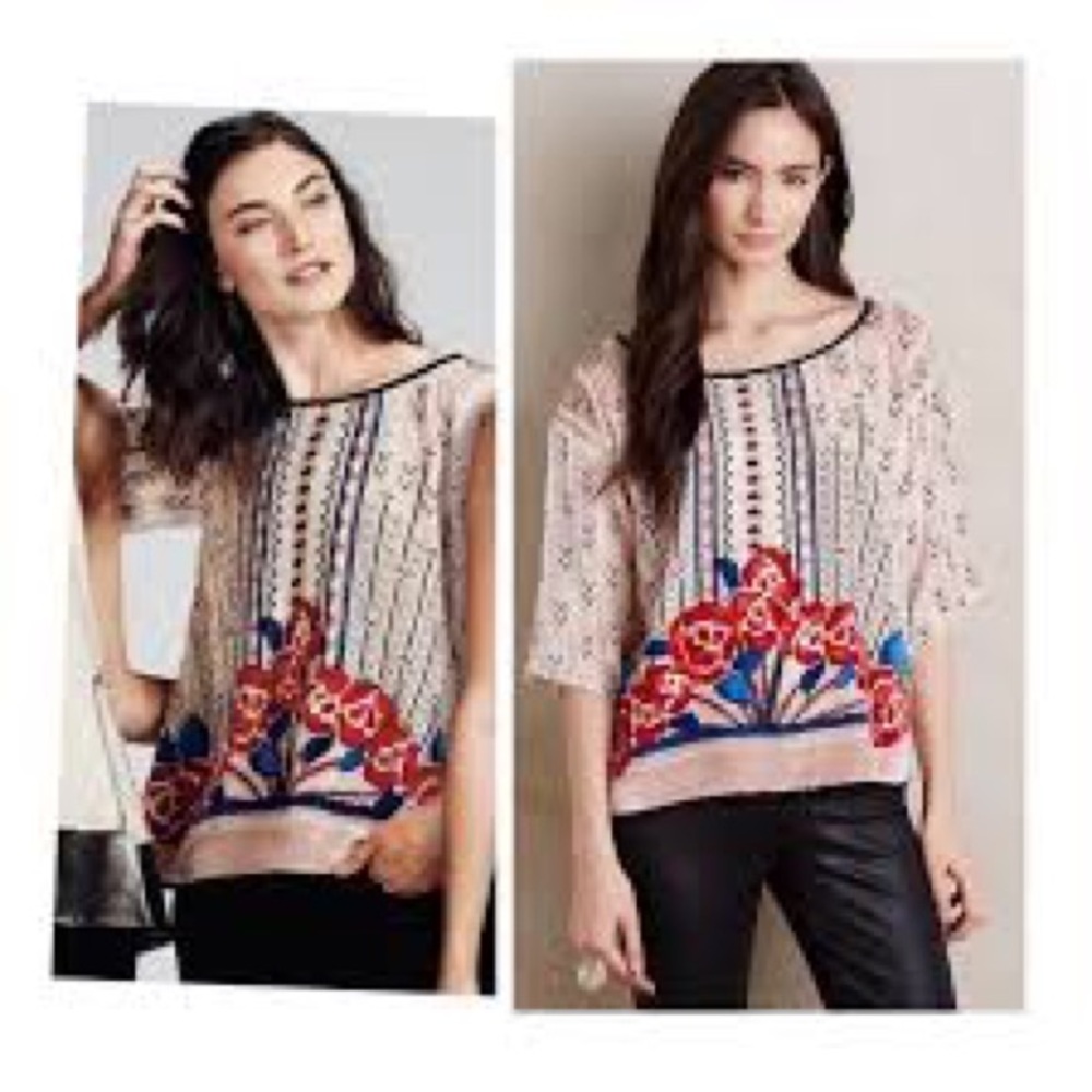 Anthropologie velvet burnout blouse